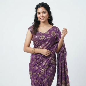 Lavender Floral Embroidered Soft Net Fabric