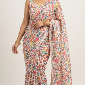 Multicolor Abstract Printed Sequin Soft Net Fabric