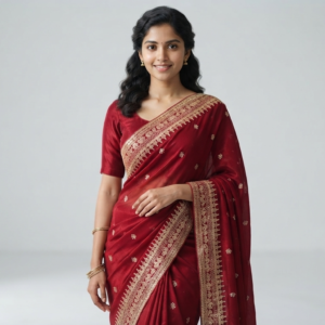 maroon Fabric netted border with small butties